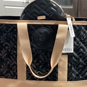 Inked Max Tote and medium cosmetic pouch